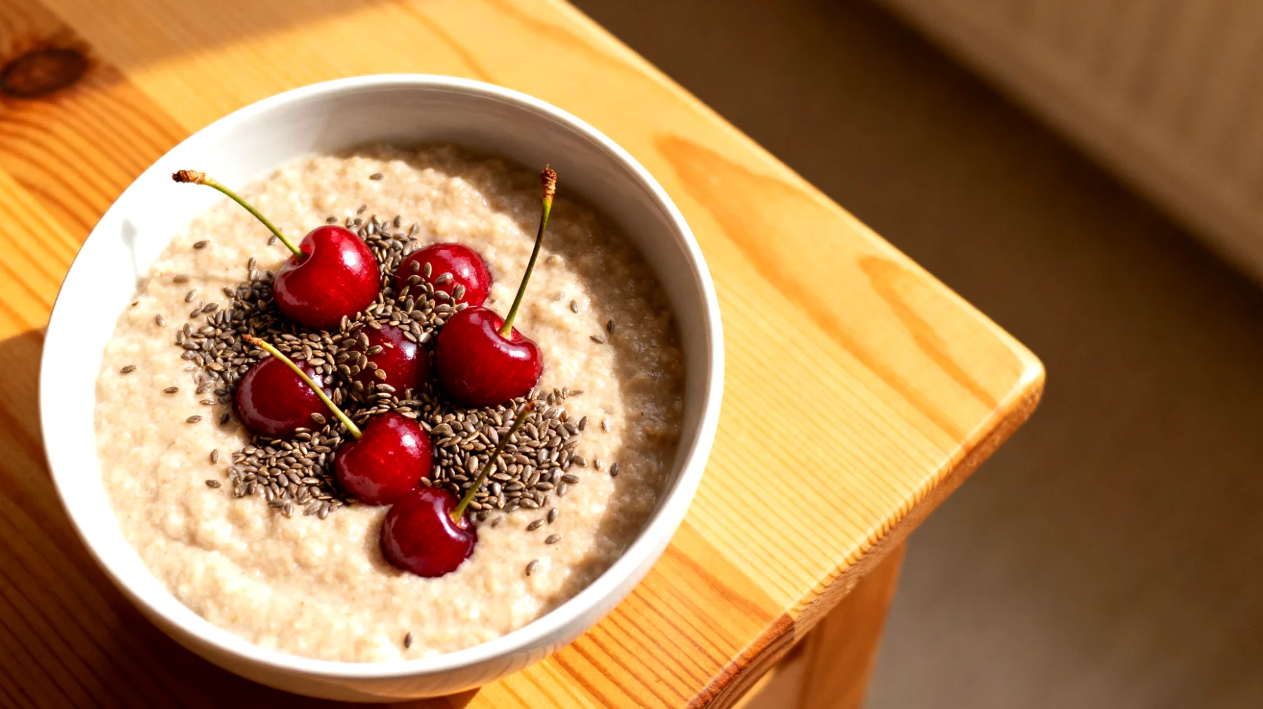 Amaranth-Porridge mit Hanfsamen und Sauerkirschen"