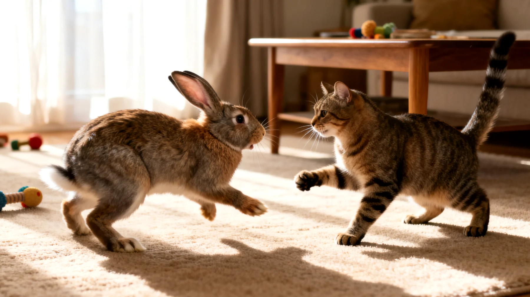 Kaninchen zeigen oft territoriales oder aggressives Verhalten gegenüber anderen Haustieren im Haushalt, was zu Stress, Verletzungen oder Schwierigkeiten bei der harmonischen Gruppenhaltung führen kann"